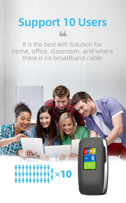 Bộ định tuyến MiFi không dây 3000mAh 4G LTE Điểm phát sóng Wi-Fi với màn hình LCD băng tần quốc tế